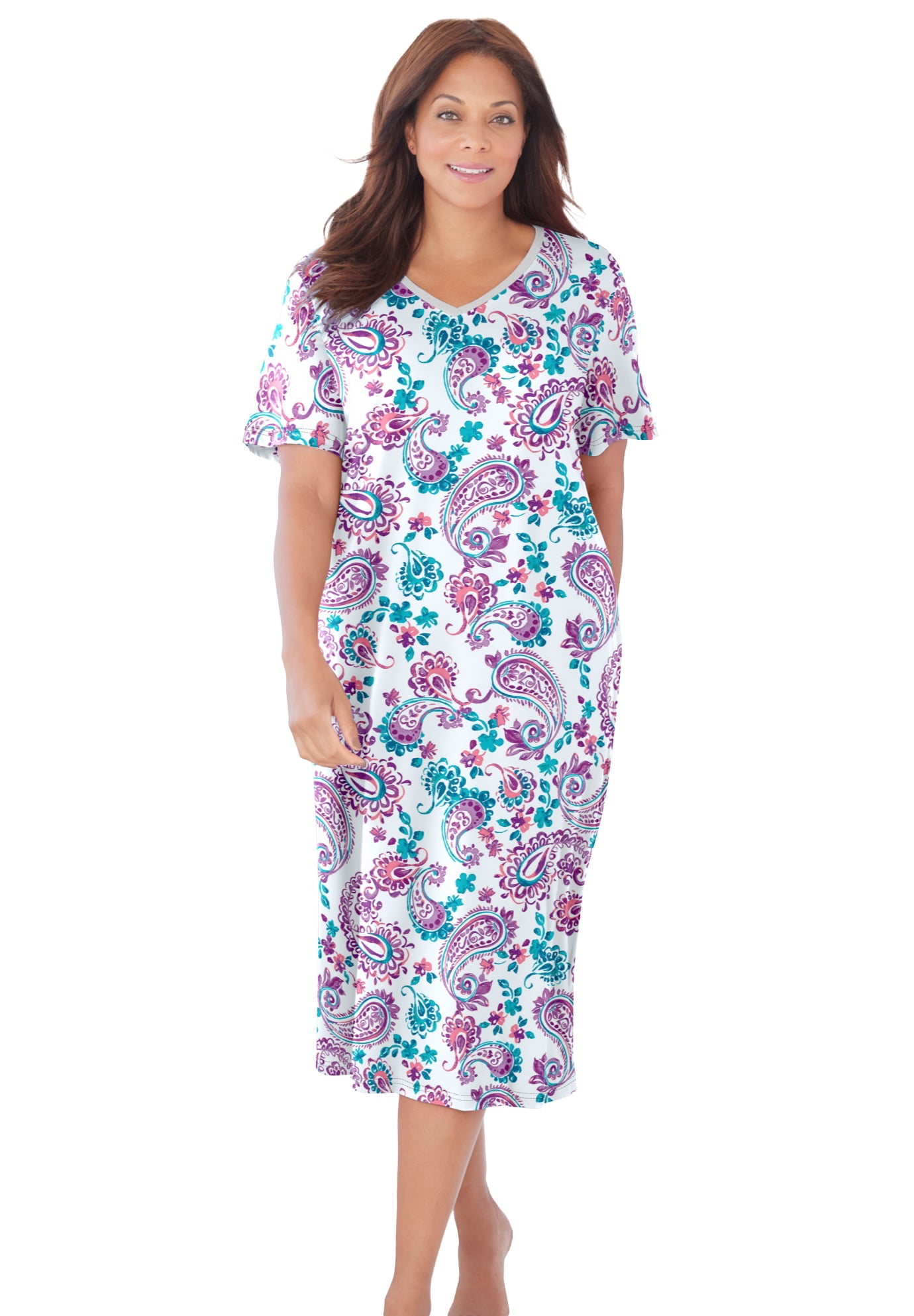 Dreams & Co. Women's Plus Size Long Print Sleepshirt Nightgown ...