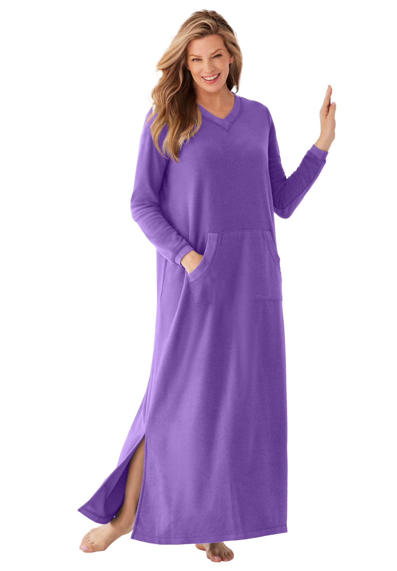 Dreams & Co. Women's Plus Size Long Sherpa Dress or Nightgown Dress Or ...
