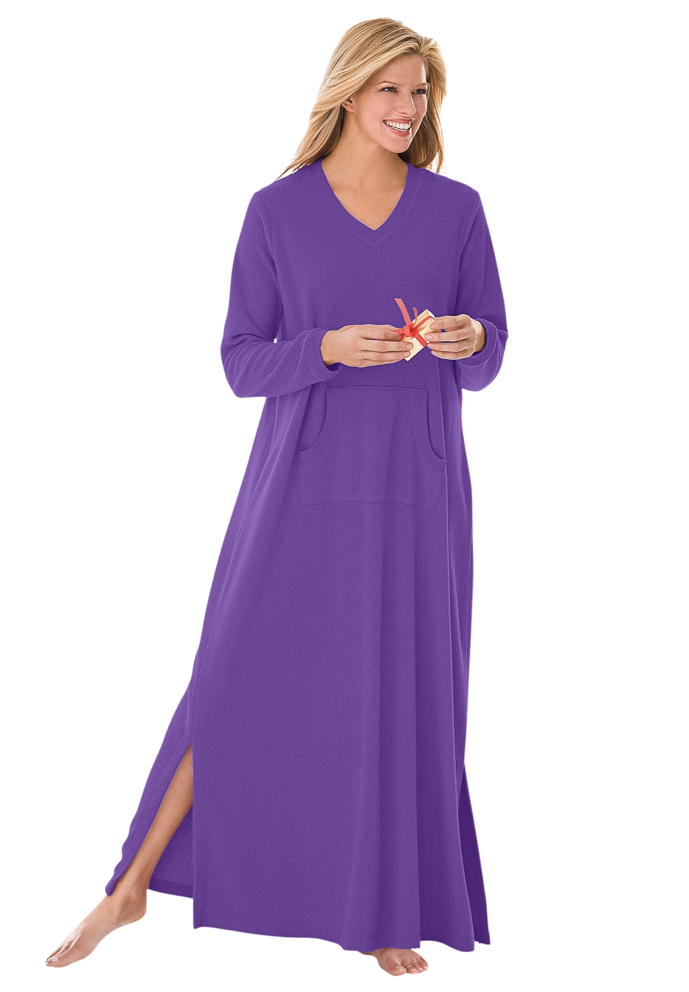 Dreams & Co. Women's Plus Size Long Sherpa Dress or Nightgown Dress Or ...