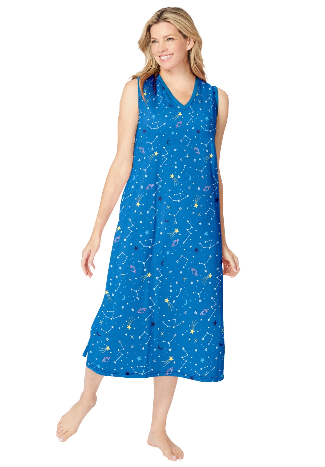 Dreams & Co. Women's Plus Size Long Sleeveless Sleepshirt - Walmart.com