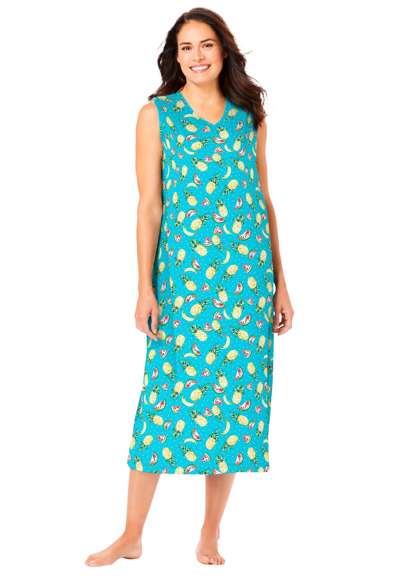 Dreams & Co. Women's Plus Size Long Sleeveless Sleepshirt - Walmart.com