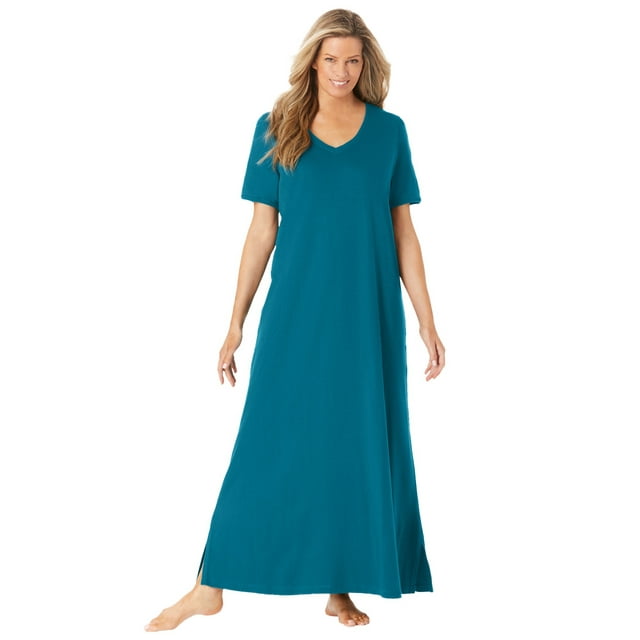 Dreams & Co. Women's Plus Size Long T-Shirt Dress or Nightgown Dress Or ...