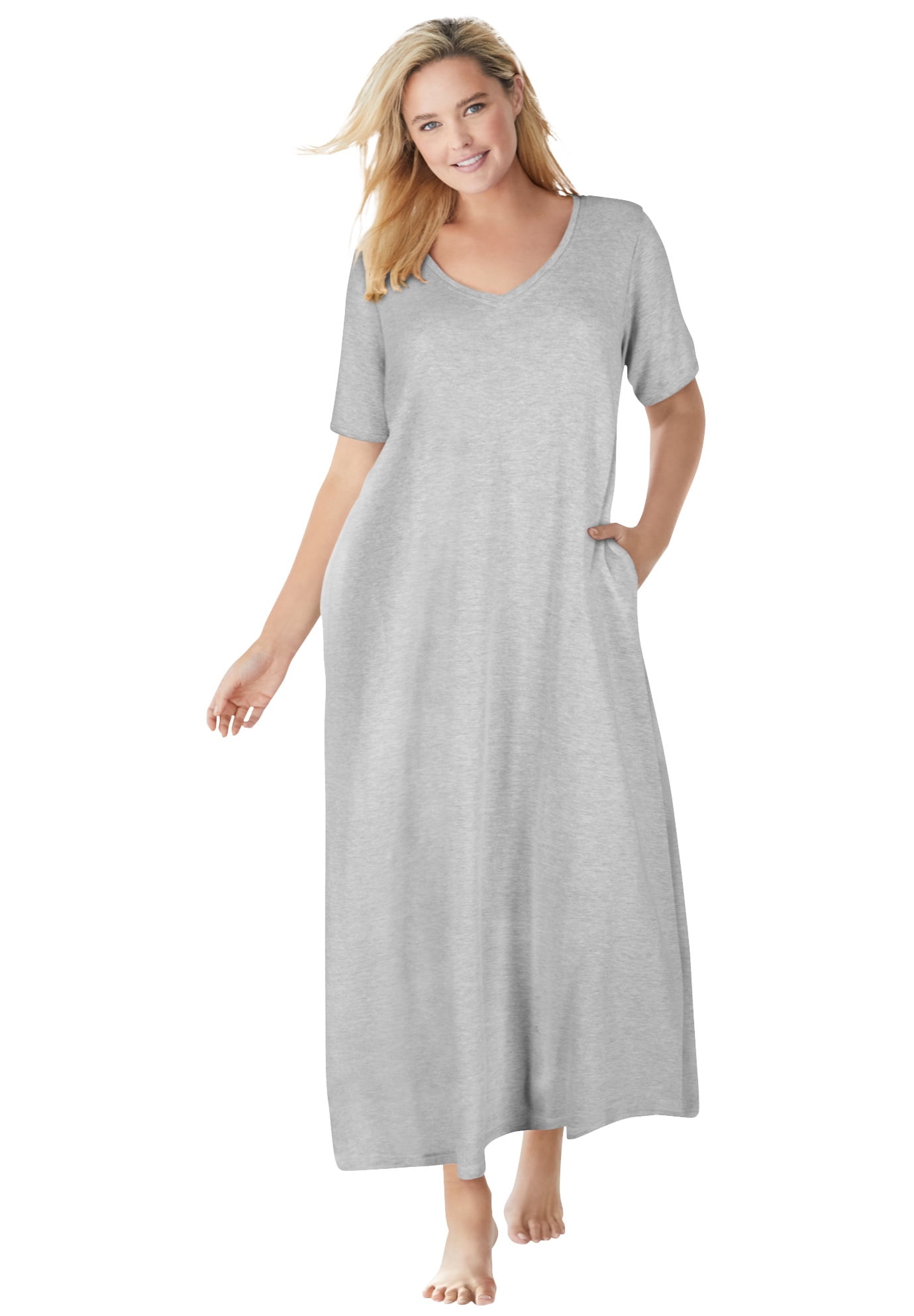 Dreams & Co. Women's Plus Size Long TShirt Dress or Nightgown Dress Or
