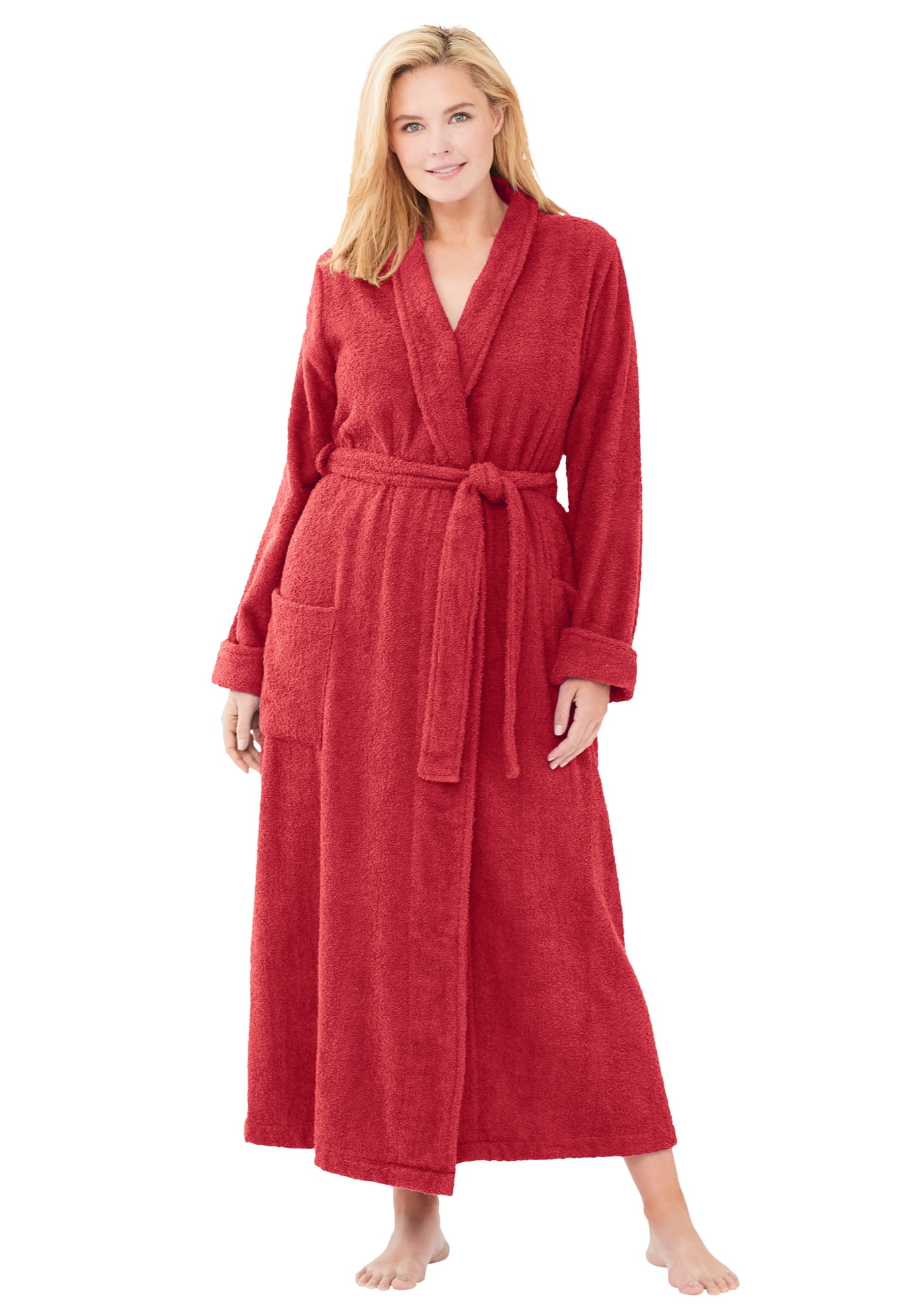 Dreams & Co. Women's Plus Size Long Terry Robe Robe 