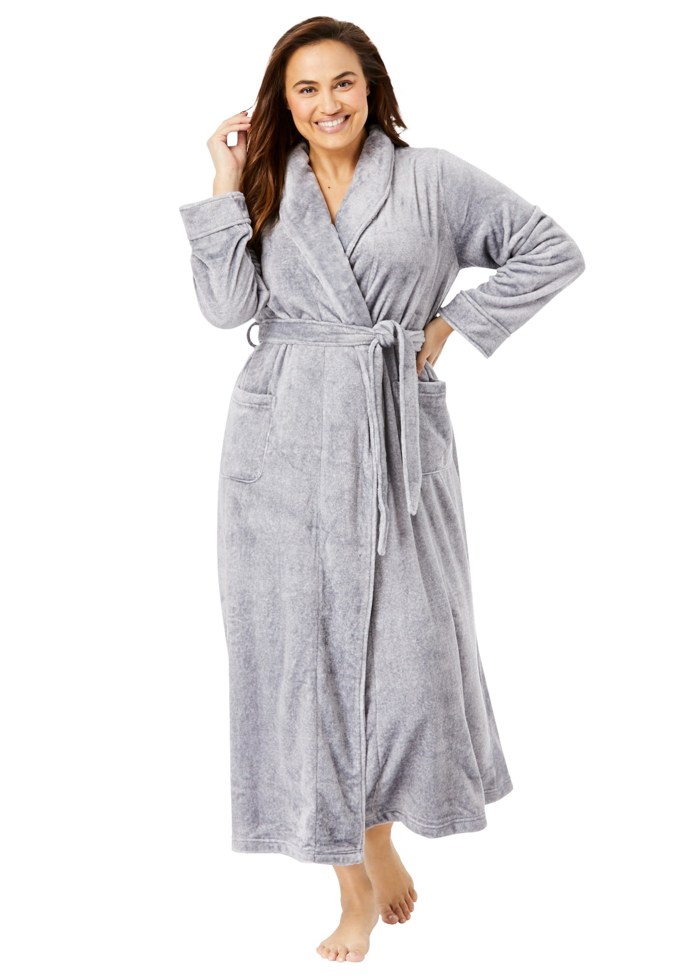 Dreams & Co. Women's Plus Size Microfleece Wrap Robe Robe