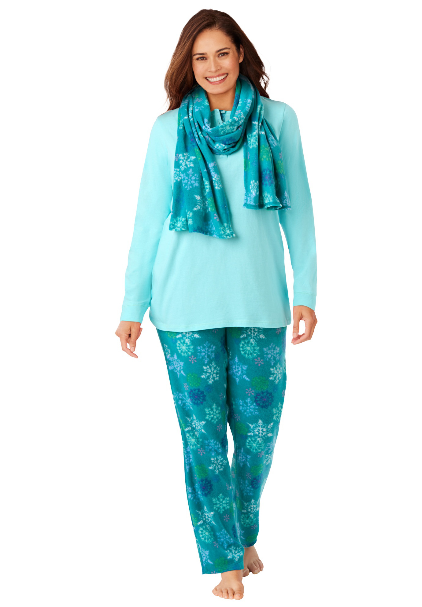 Dreams & Co. Women's Plus Size Pajama Set With Coordinating Scarf