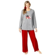 Dreams & Co. Women's Plus Size Pajama Set With Velour Scrunchie