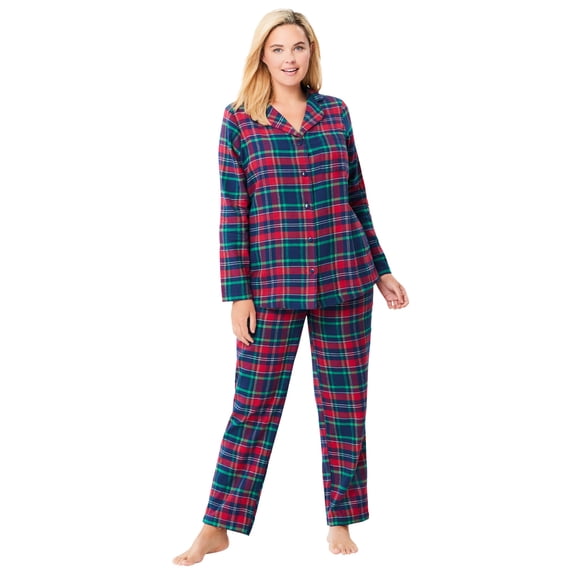 Dreams & Co. Women's Plus Size Petite Classic Flannel Pajama Set