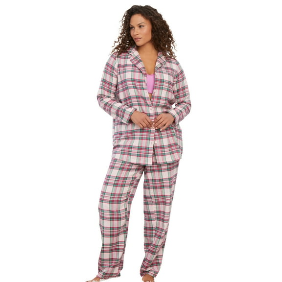 Dreams & Co. Plus Size Classic Flannel Pajama Set