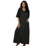 Dreams & Co. Women's Plus Size Long French Terry Zip-Front Robe (Petite Available)