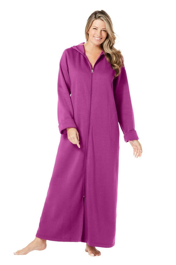 Plus Size Petite Long Hooded Fleece Sweatshirt Robe