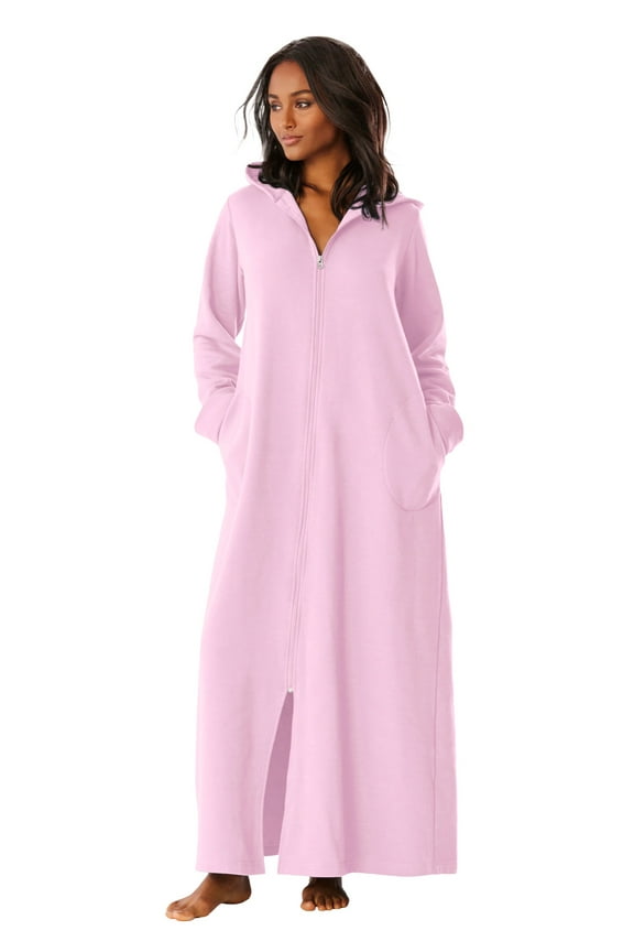 Plus Size Petite Long Hooded Fleece Sweatshirt Robe