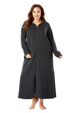 Plus Size Petite Long Hooded Fleece Sweatshirt Robe