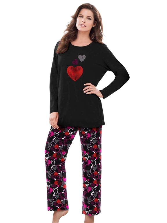Plus Size Petite Long Sleeve Knit PJ Set