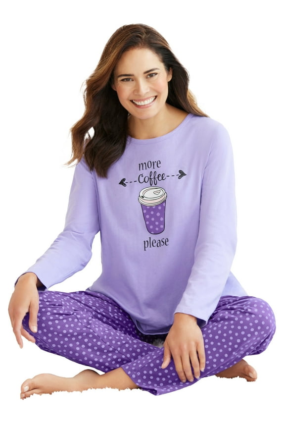 Plus Size Petite Long Sleeve Knit PJ Set