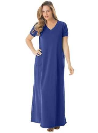 Dreams & Co. Women's Plus Size Thermal Henley Nightgown Nightgown