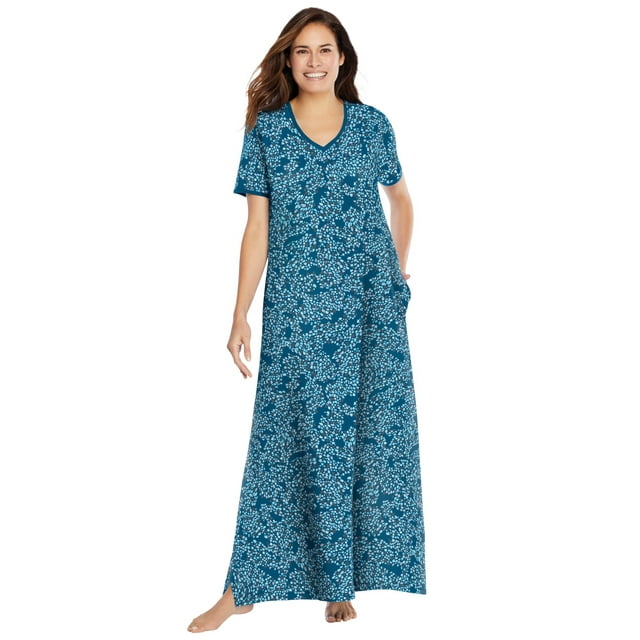 Dreams & Co. Women's Plus Size Petite Long Cotton Sleeve Nightgown T