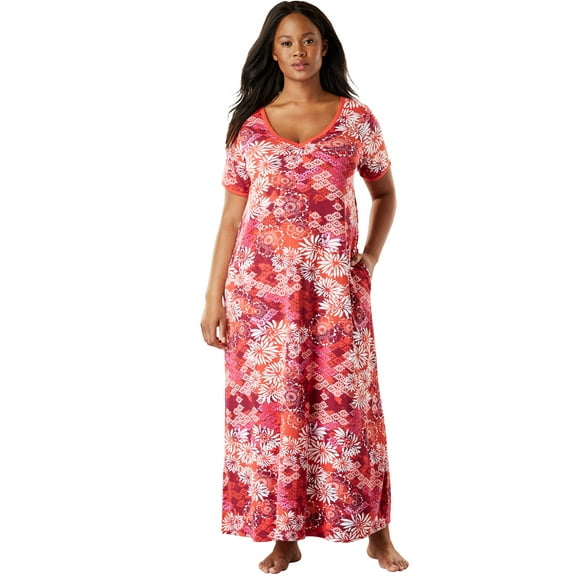 Dreams & Co. Plus Size Petite Long T-Shirt Lounger