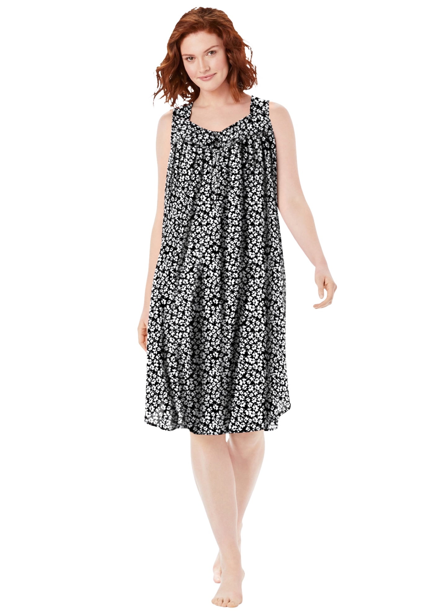 Dreams & Co. Women's Plus Size Nightshirt Sleep Long, Pintuck Cooling ...