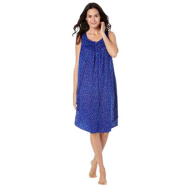Dreams & Co. Women's Plus Size Pintuck Cooling Sleeveless Sleepshirt