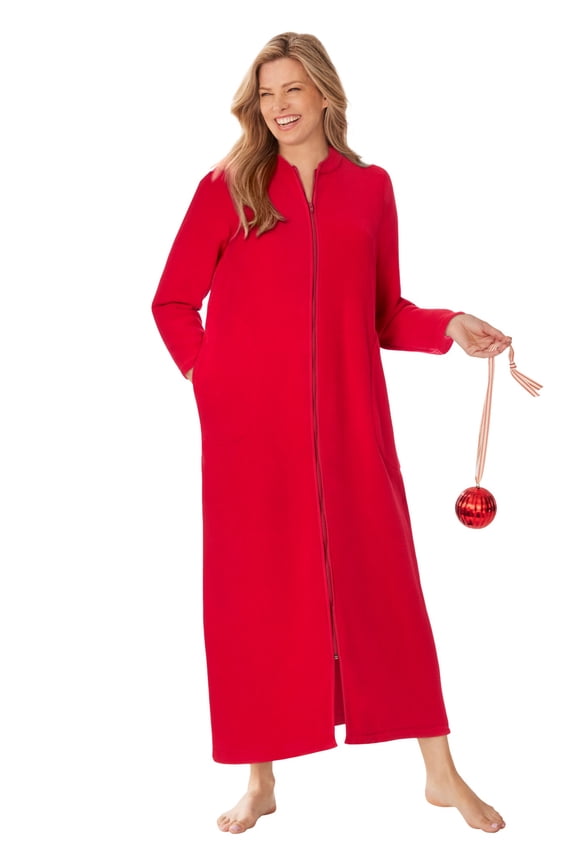 Plus Size Plush Zip-Front Robe