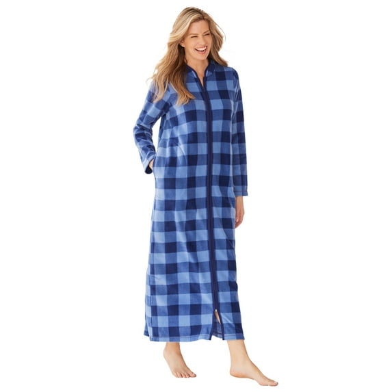 Dreams & Co. Plus Size Plush Zip-Front Robe