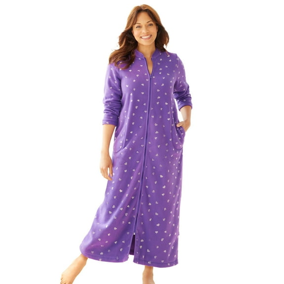 Dreams & Co. Plus Size Plush Zip-Front Robe