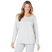 Dreams & Co. Women's Plus Size Satin Trim Sleep Tee  Pajama Top