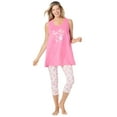 thumbnail image 1 of Dreams & Co. Women's Plus Size Scoopneck Tank & Capri Legging PJ Set, 1 of 6