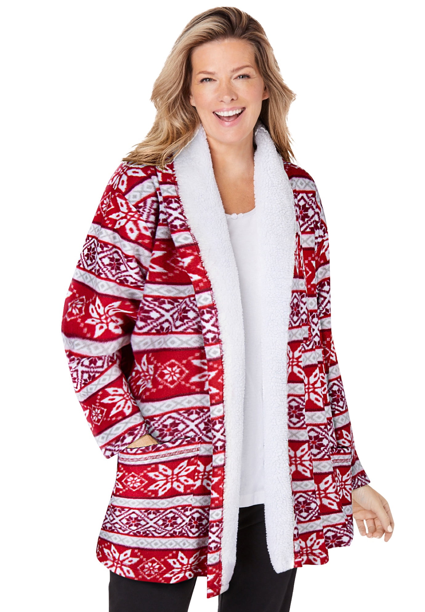 Dreams & Co. Women's Plus Size Sherpa Lined Collar Microfleece Bed