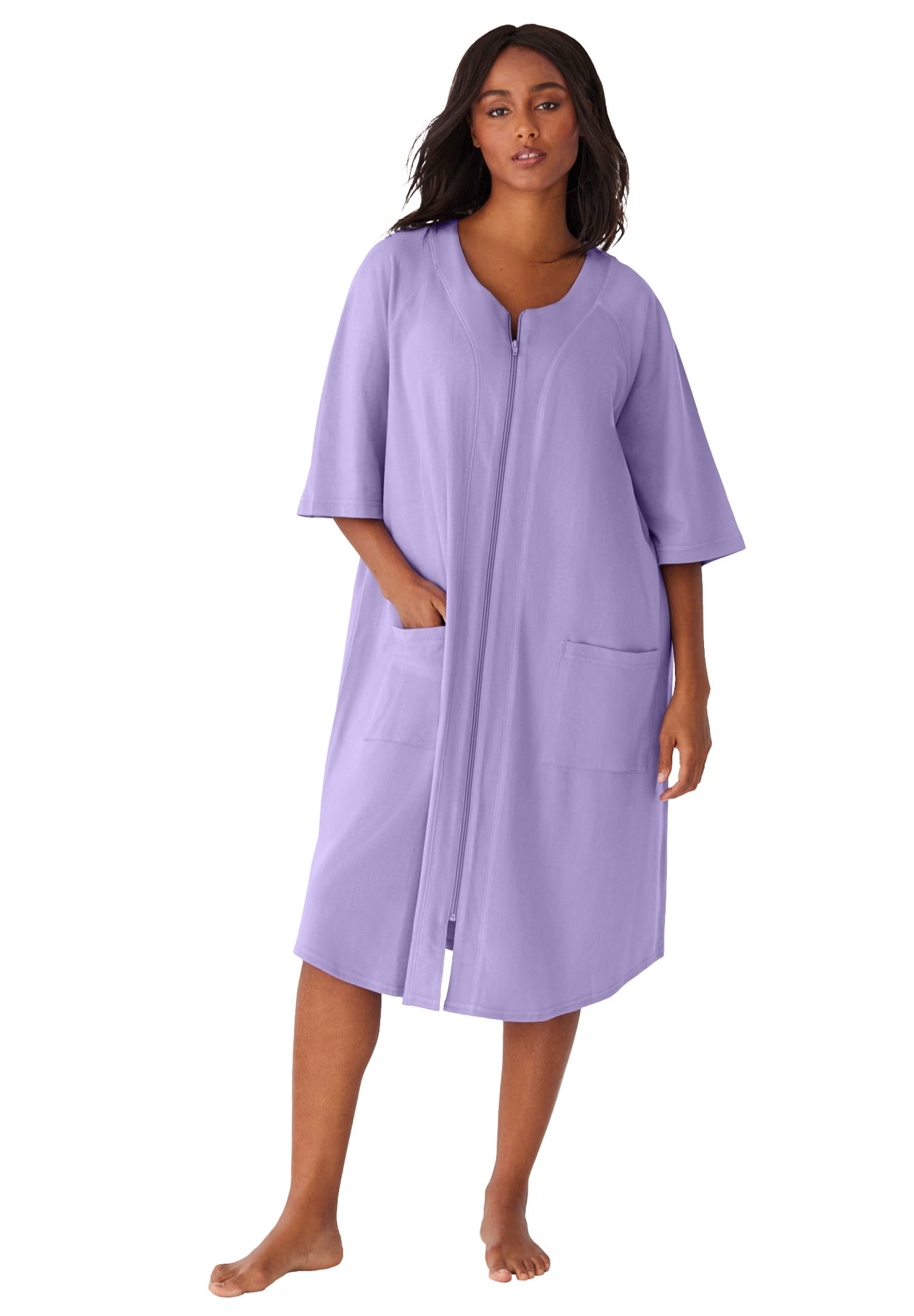 Plus Size Short Sleeve Zip Up Robe Zip Robes For Women Dreams