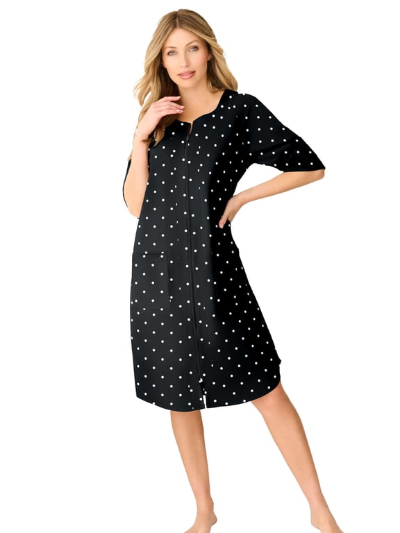 Plus Size Short French Terry Zip-Front Robe