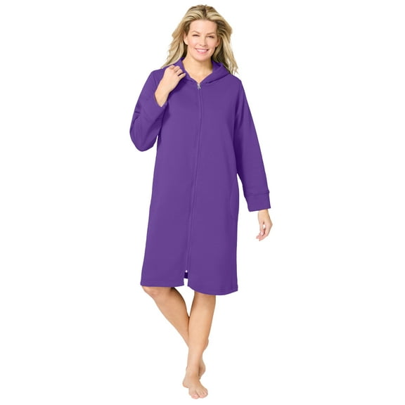 Dreams & Co. Plus Size Short Hooded Sweatshirt Robe