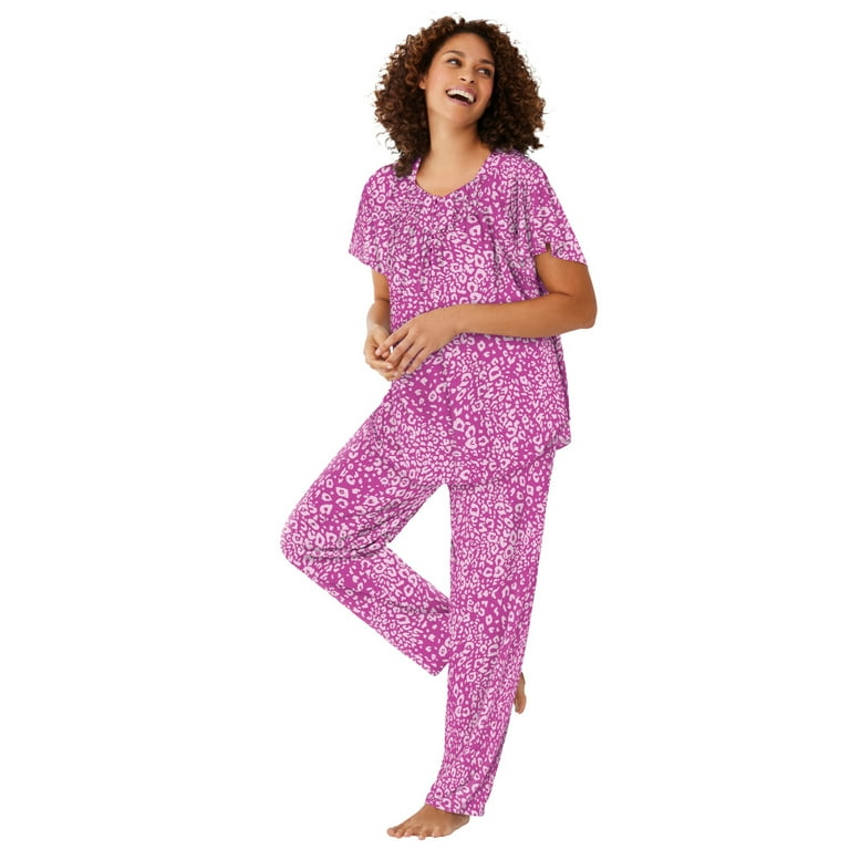 Dreams Co. Women s Plus Size Short Sleeve Cooling Pajama Set Walmart