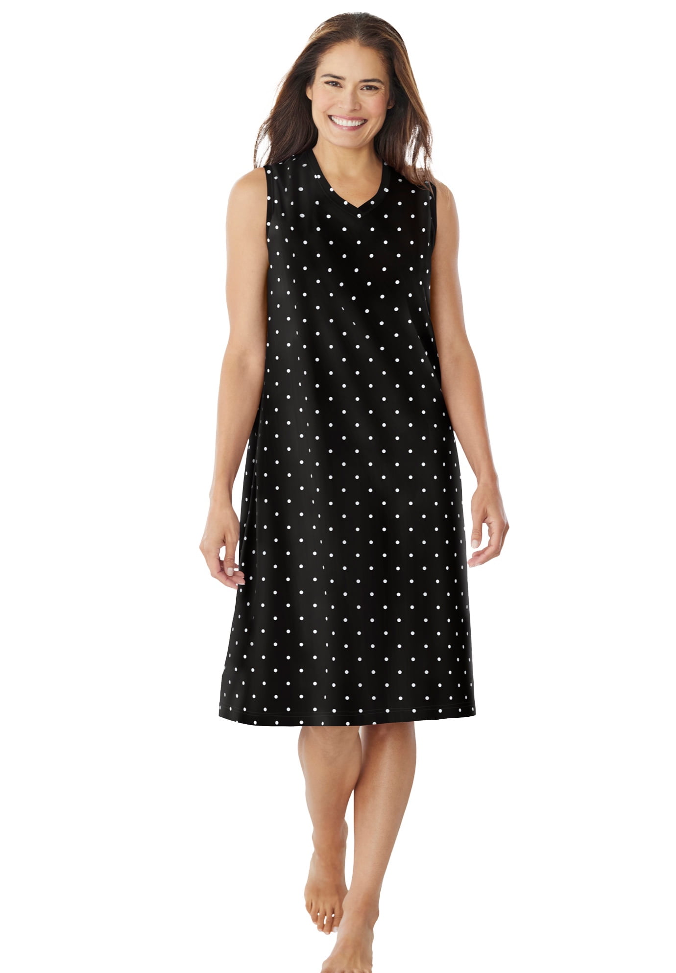 Dreams & Co. Plus Size Sleeveless Short Sleepshirt, Soft Cotton ...