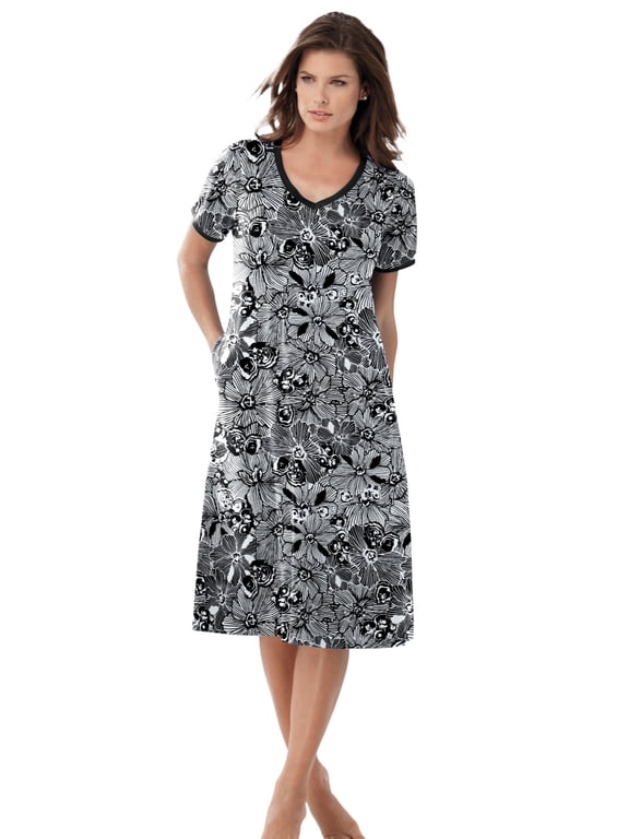 Plus Size V-Neck Short Sleeve Short T-Shirt Lounger
