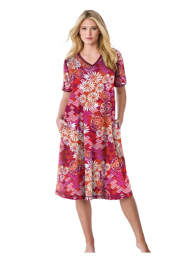 Plus Size V-Neck Short Sleeve Short T-Shirt Lounger