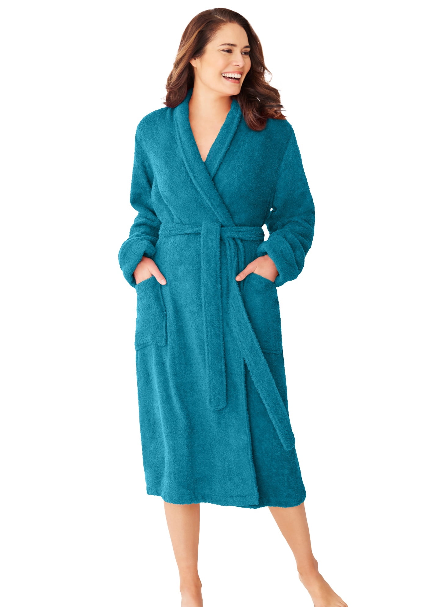 Dreams & Co. Women's Plus Size Short Terry Robe - Walmart.com