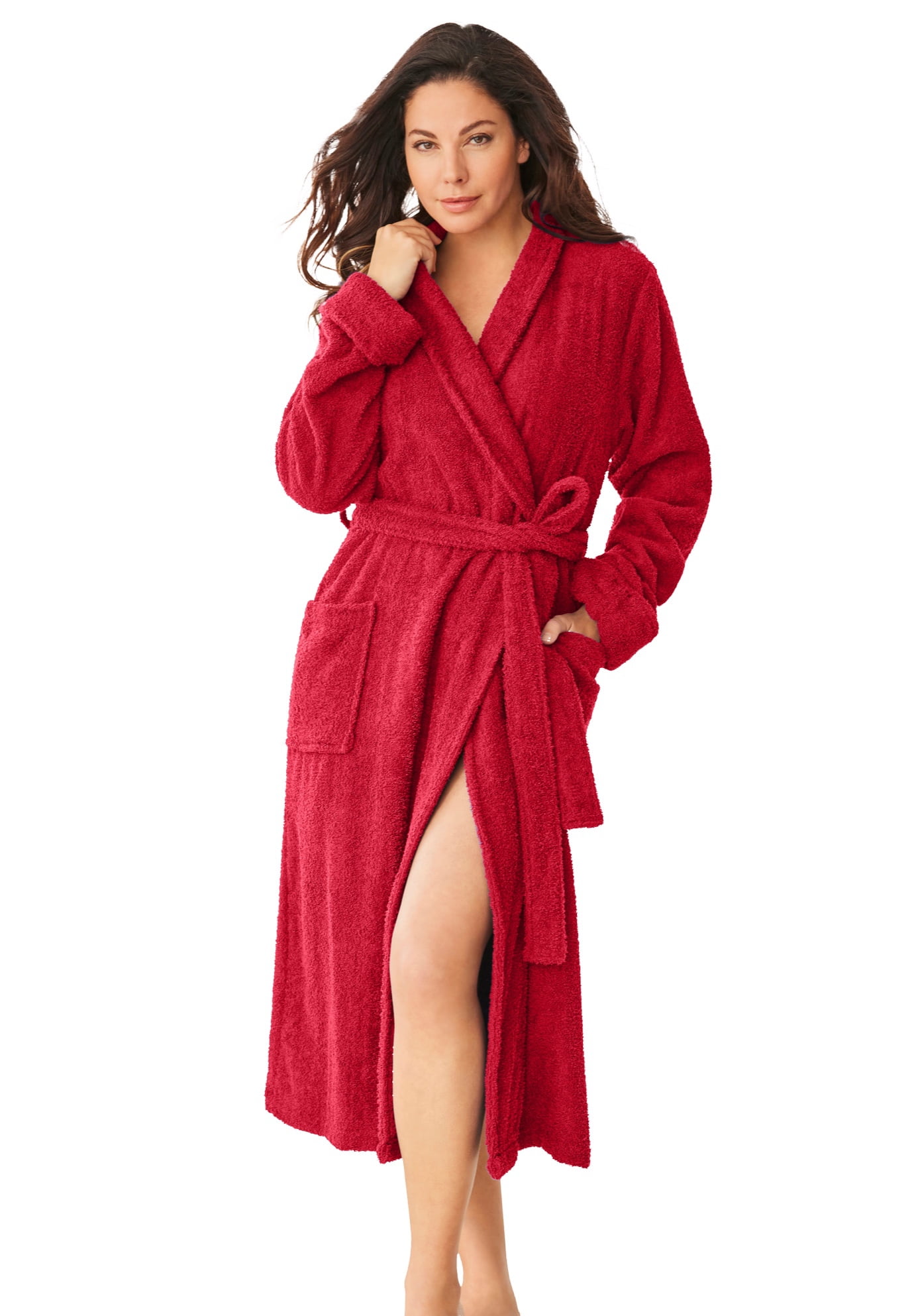 Dreams & Co. Women's Plus Size Short Terry Robe Robe