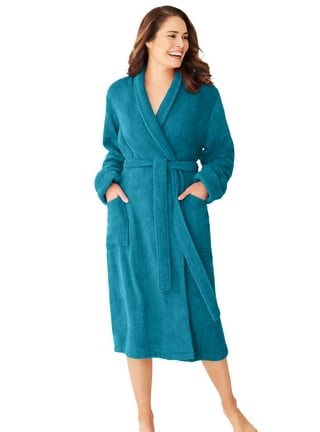 Dreams & Co. Women's Plus Size Long Hooded Fleece Sweatshirt Robe Robe