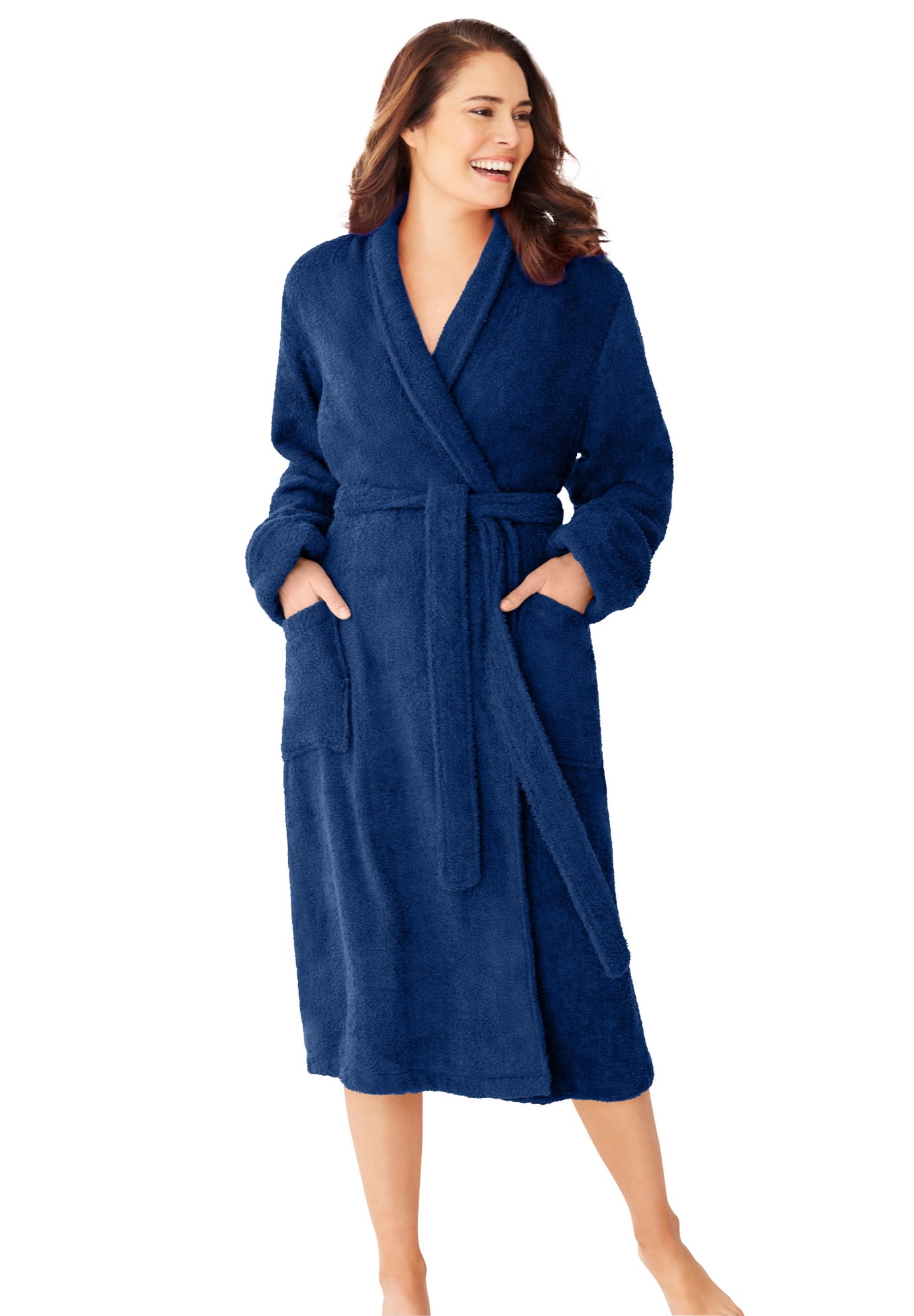 Dreams & Co. Women's Plus Size Short Terry Robe Robe