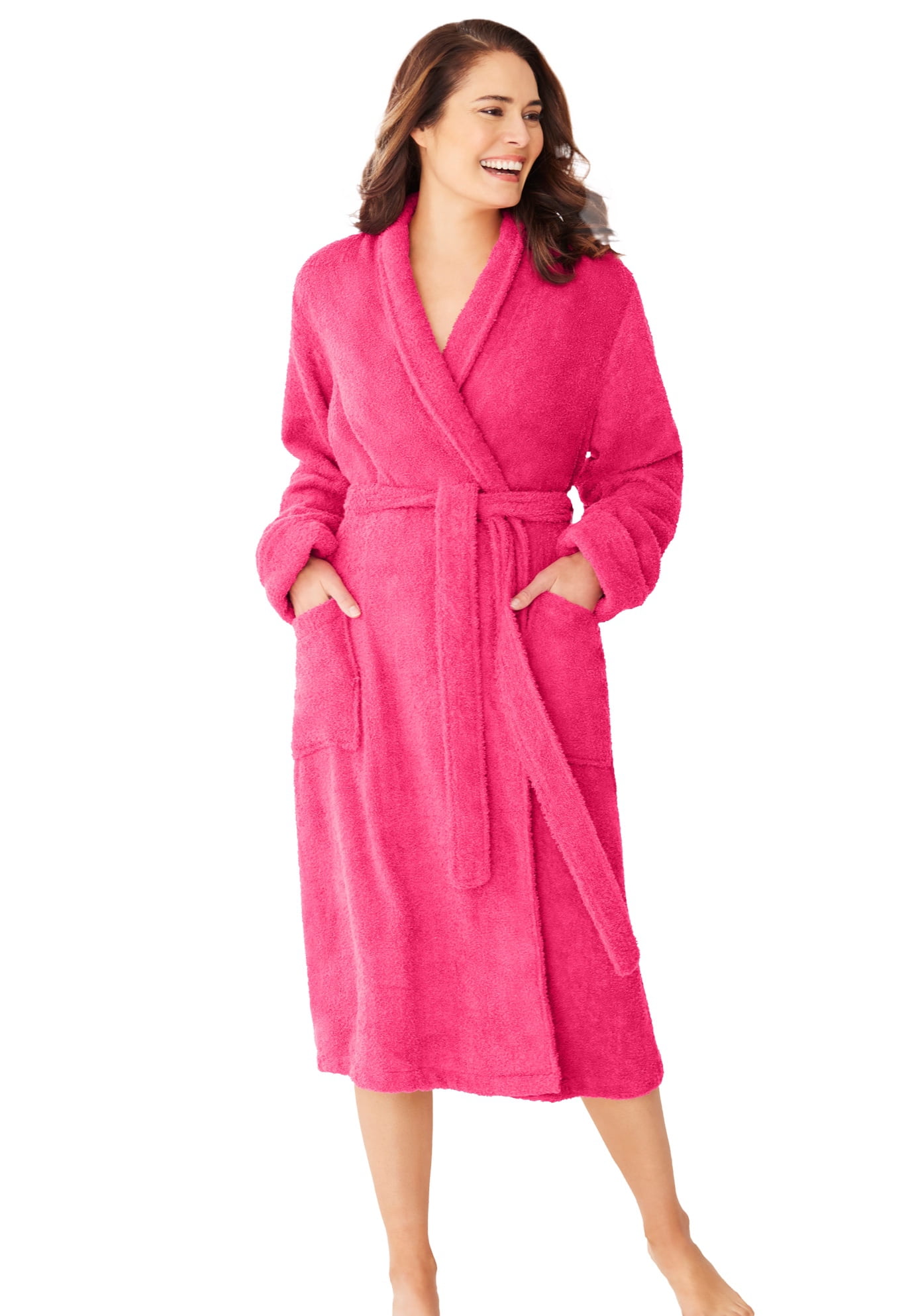Dreams & Co. Women's Plus Size Short Terry Robe Robe