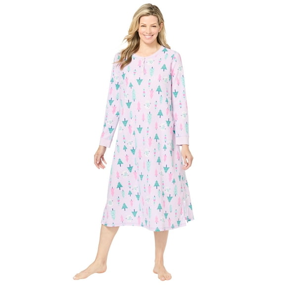 Dreams & Co. Plus Size Thermal Henley Nightgown