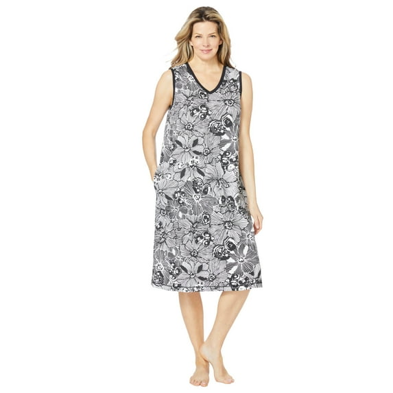 Dreams & Co. Plus Size Trapeze V-Neck Short Lounger