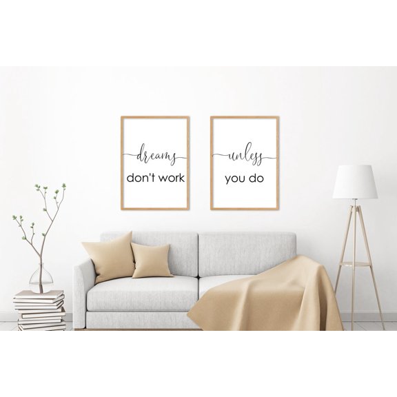 Dreams Dont Work Unless You Do Poster, Motivational Quote, Inspirational Office And Bedroom Decor