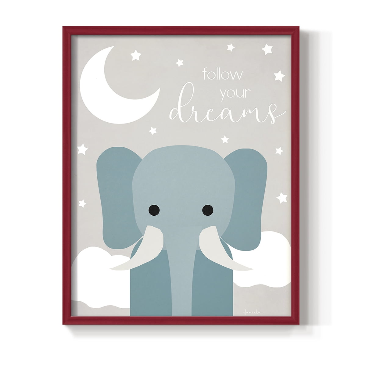 Dreams Elephant in Paper Solid Wood 11 x 14 Framed Print