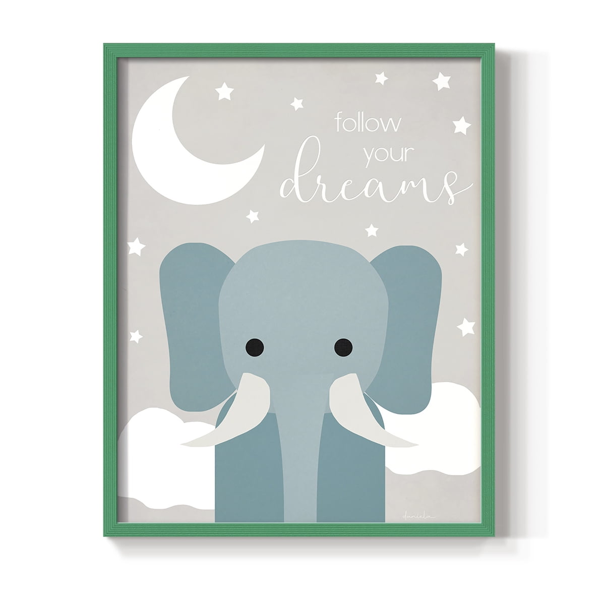 Dreams Elephant in Paper Solid Wood 11 x 14 Framed Print