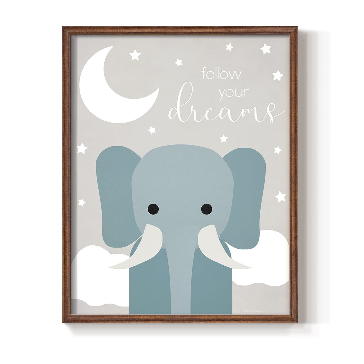 Dreams Elephant in Paper Solid Wood 11 x 14 Framed Print