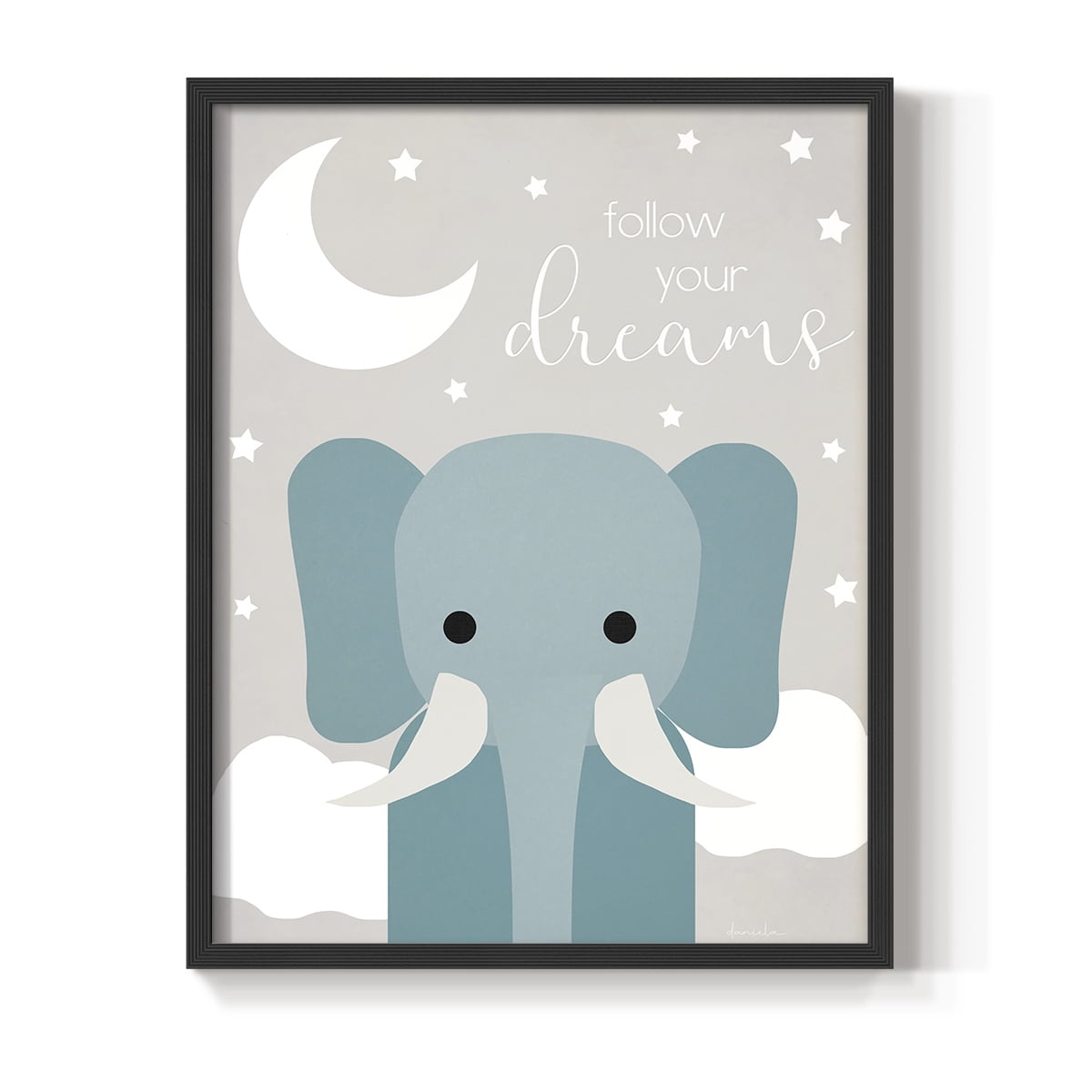 Dreams Elephant in Paper Solid Wood 22 x 28 Framed Print