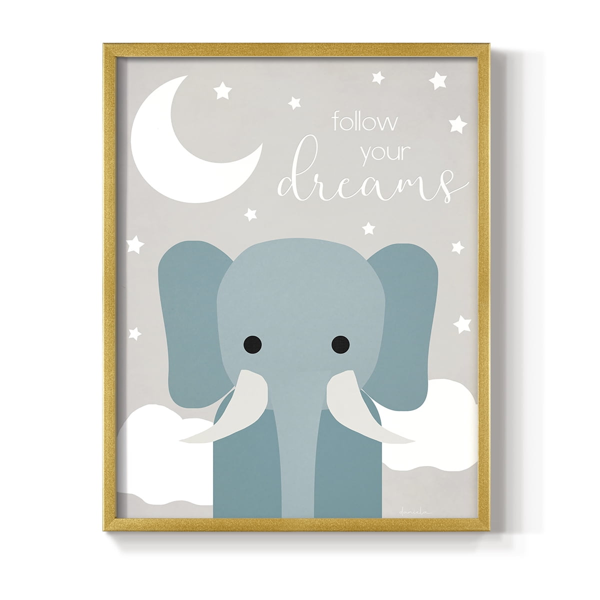 Dreams Elephant in Paper Solid Wood 8 x 10 Framed Print